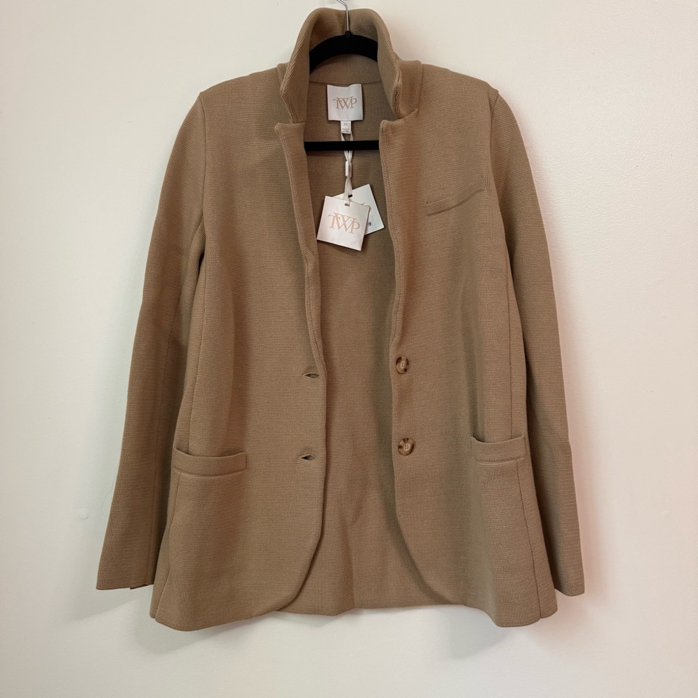 NWT TWP Camel Beige Knit Boyfriend Blazer 100% Merino Wool, size M - Picture 6 of 16